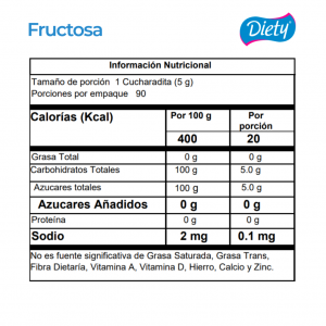 Fructosa Pura Diety Bolsa Doy Pack x 450 g._2