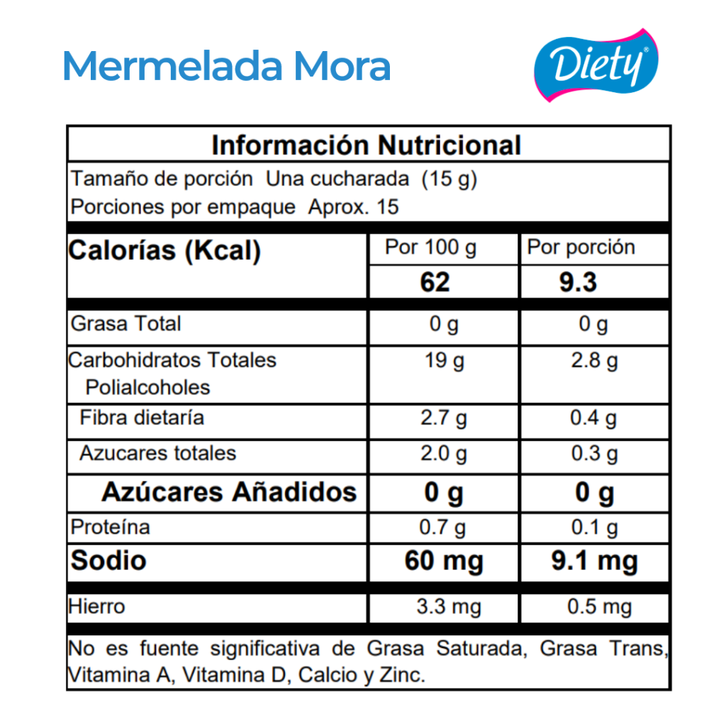 Mermelada Diety Mora Frasco x 230 g._2