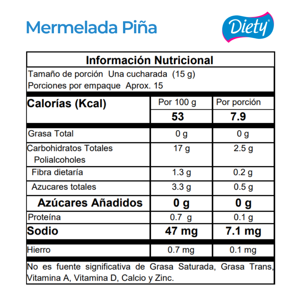 Mermelada Diety Piña Frasco x 230 g._2