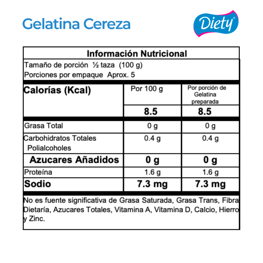 Gelatina Diety Cereza Caja x 13 g._2