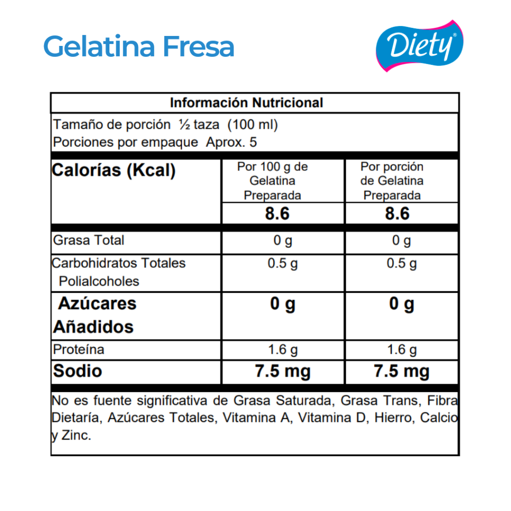 Gelatina Diety Fresa Caja x 13 g._2