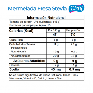 Mermelada Diety stevia Fresa Frasco x 230 g._2