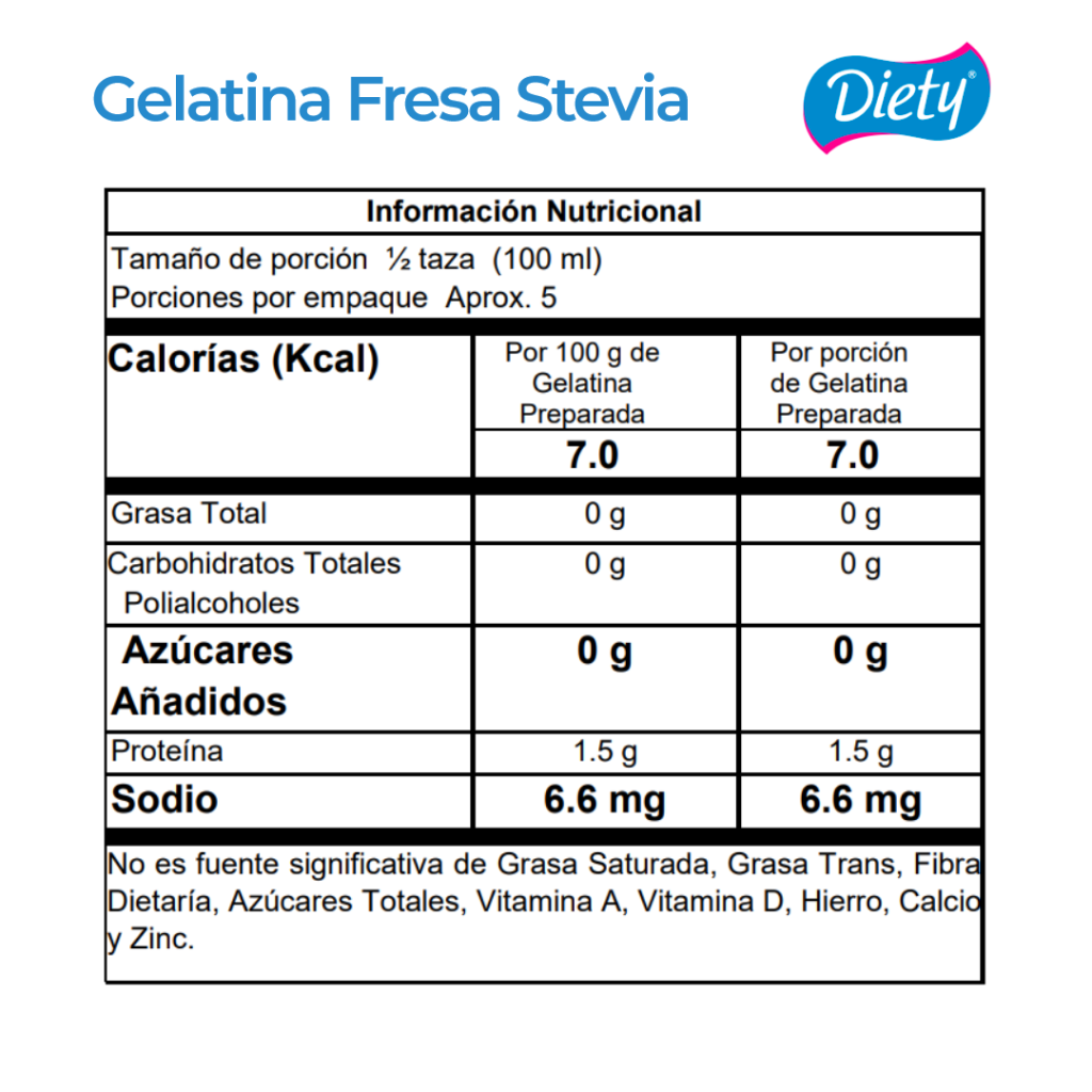 Gelatina Diety Stevia Fresa Caja x 10.5 g._2