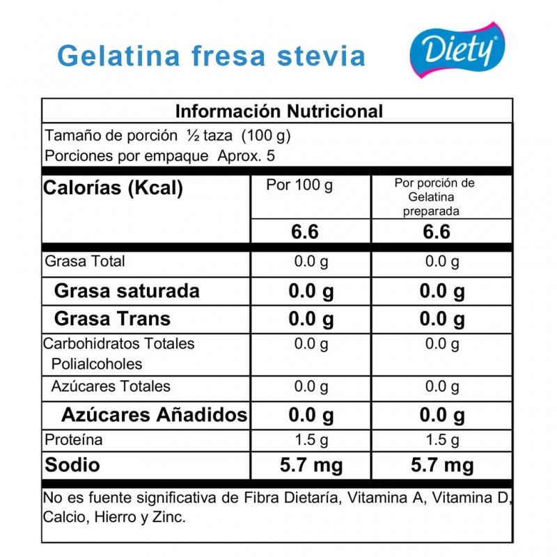 Gelatina Diety Stevia Fresa Caja x 10.5 g._2